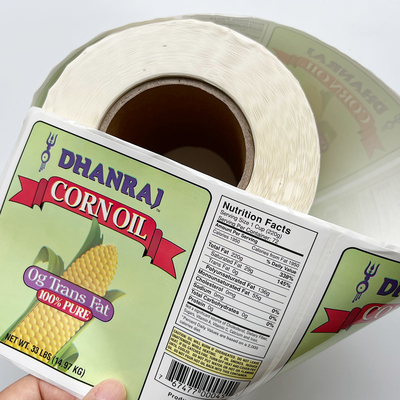 CMYK In ấn Vinyl Dán thực phẩm Chai Bao bì Nhãn cuộn Keo Máy in tùy chỉnh Nhãn cho các sản phẩm thực phẩm
