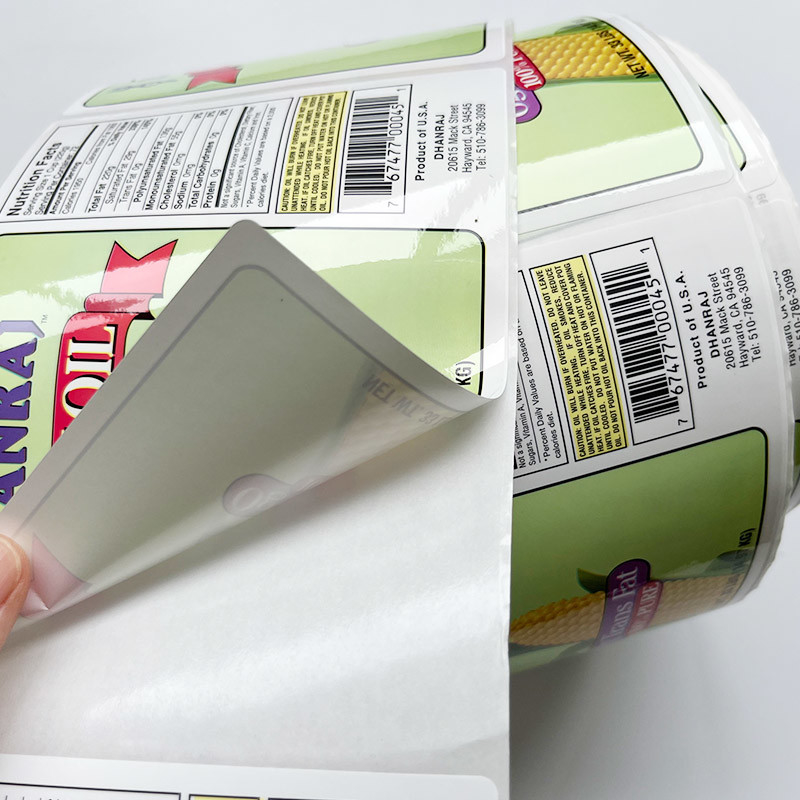CMYK In ấn Vinyl Dán thực phẩm Chai Bao bì Nhãn cuộn Keo Máy in tùy chỉnh Nhãn cho các sản phẩm thực phẩm